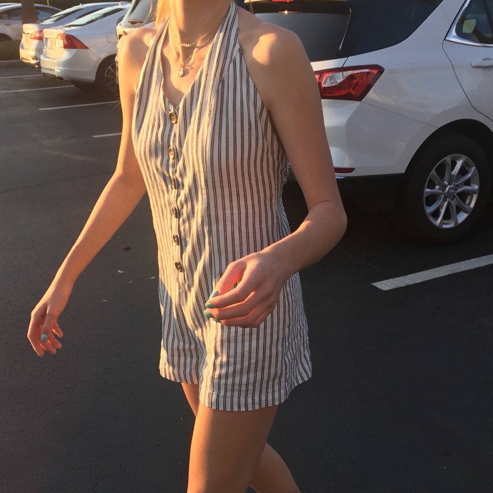 Black striped jumpsuit